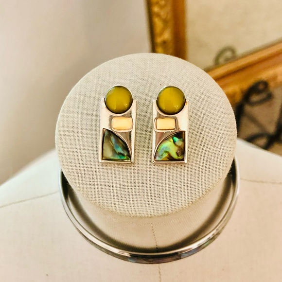 Vintage Abalone Earrings & Bangle Bracelet - Picture 3 of 12